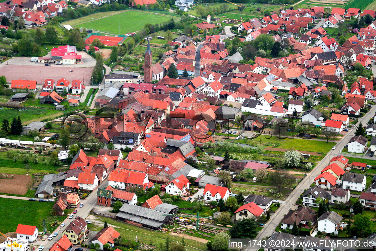 Oblique view of District Kapellen in Kapellen-Drusweiler in the state Rhineland-Palatinate, Germany