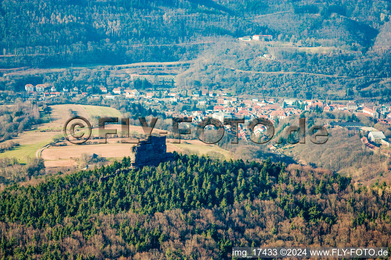 Wernersberg in the state Rhineland-Palatinate, Germany from the plane