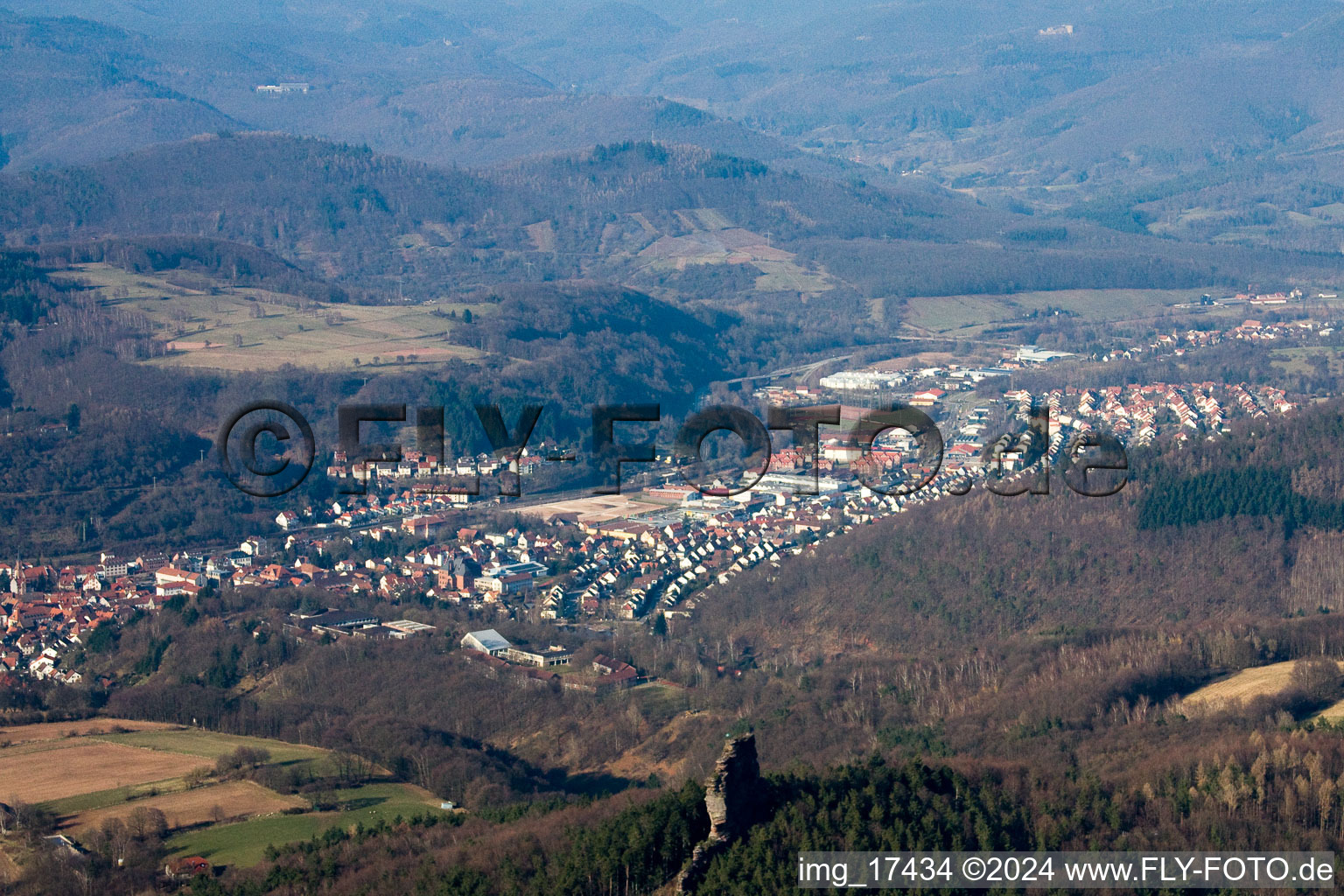 Drone image of Annweiler am Trifels in the state Rhineland-Palatinate, Germany