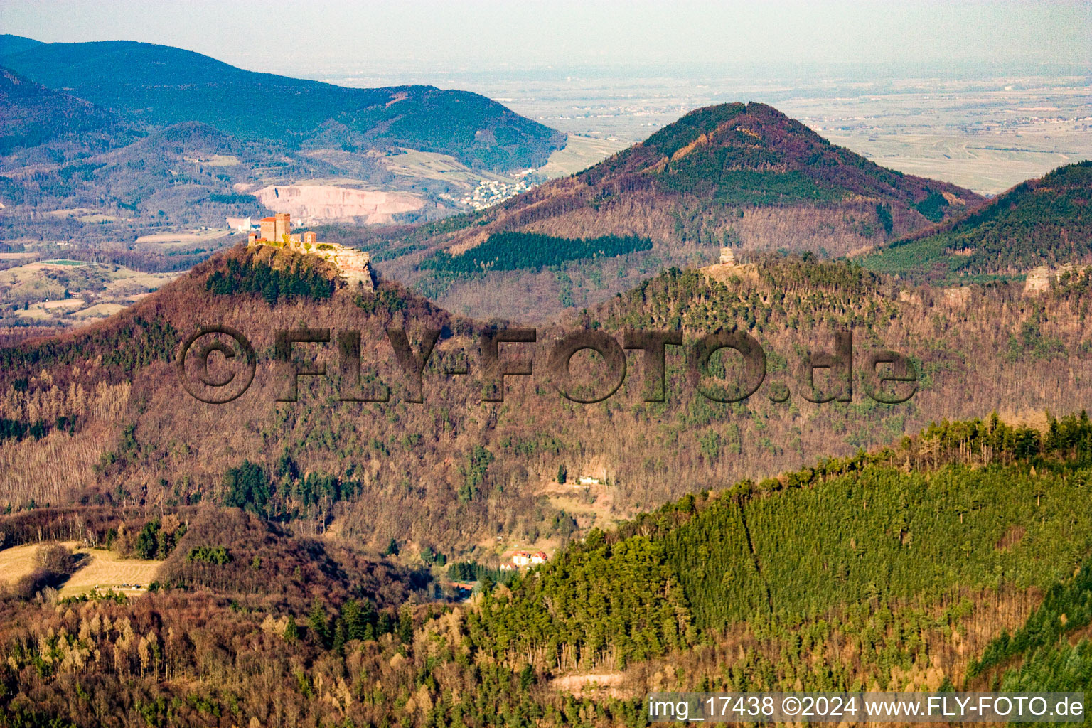 Trifels Castle from the west in Annweiler am Trifels in the state Rhineland-Palatinate, Germany