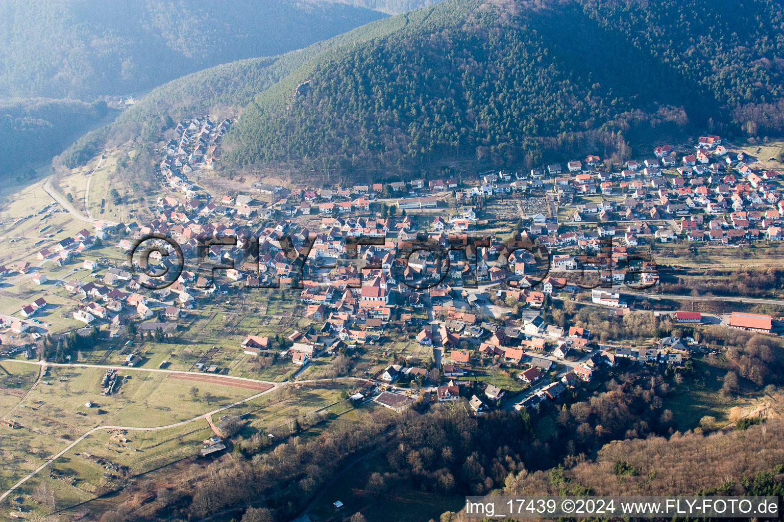 Town View of the streets and houses of the residential areas in Wernersberg in the state Rhineland-Palatinate, Germany