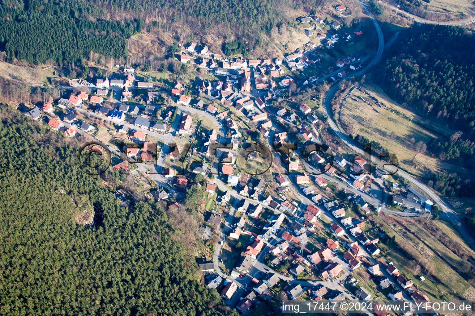 Aerial view of Lug in the state Rhineland-Palatinate, Germany