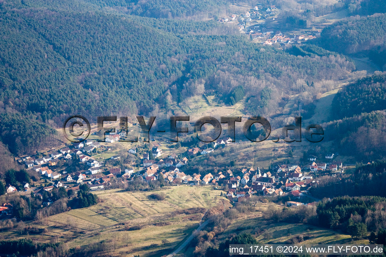 Aerial view of Schwanheim in the state Rhineland-Palatinate, Germany