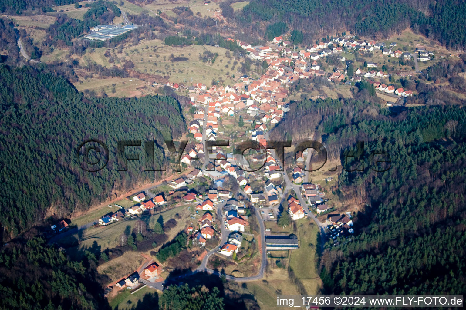 Aerial photograpy of Schwanheim in the state Rhineland-Palatinate, Germany