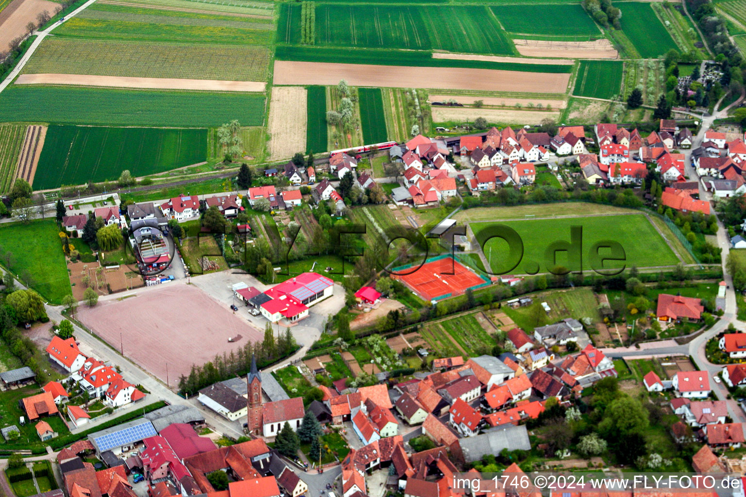 Bird's eye view of District Drusweiler in Kapellen-Drusweiler in the state Rhineland-Palatinate, Germany