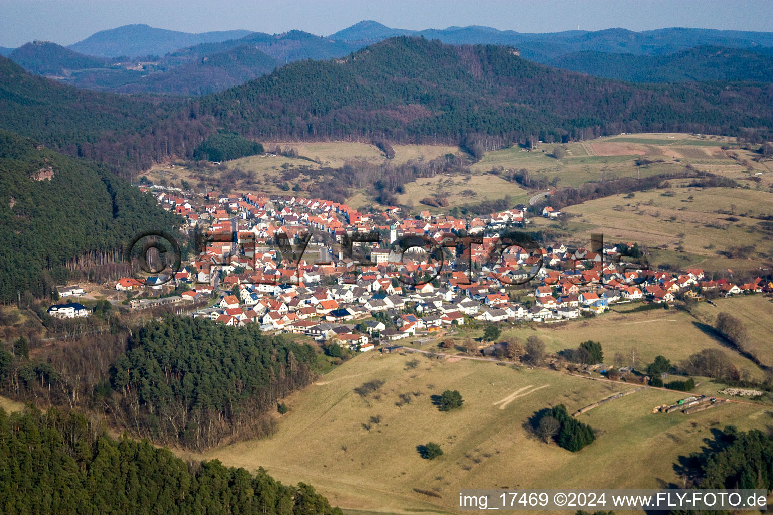 Schindhard in the state Rhineland-Palatinate, Germany from above