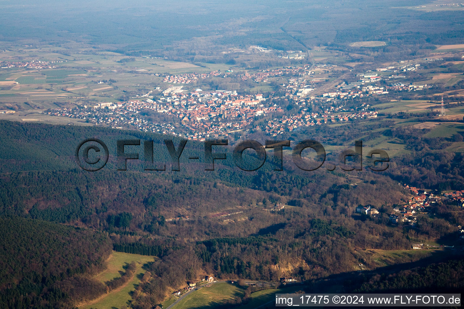 Wissembourg in the state Bas-Rhin, France from the plane