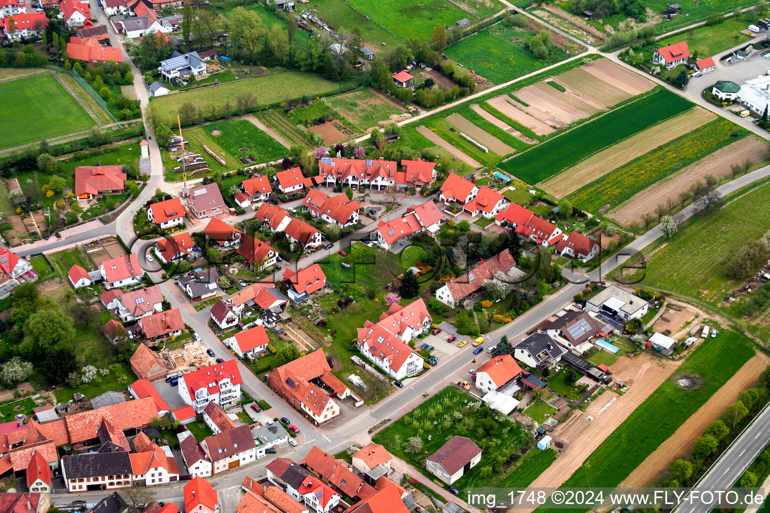 Aerial view of Kapellen Drusweiler new development area in the district Drusweiler in Kapellen-Drusweiler in the state Rhineland-Palatinate, Germany