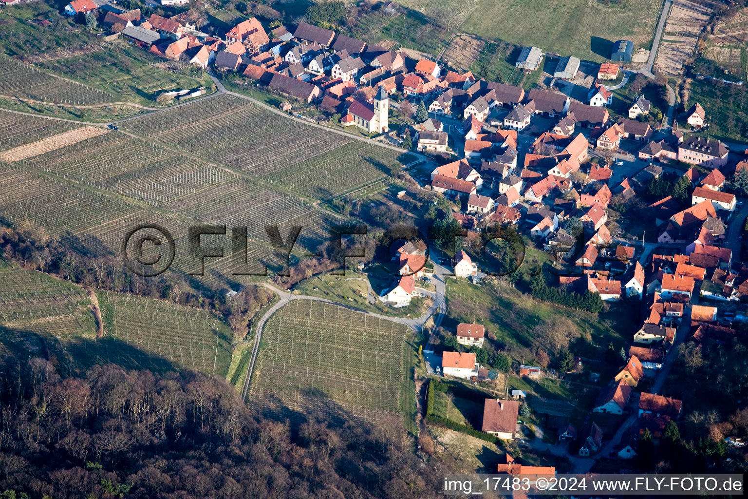 Bird's eye view of Rott in the state Bas-Rhin, France