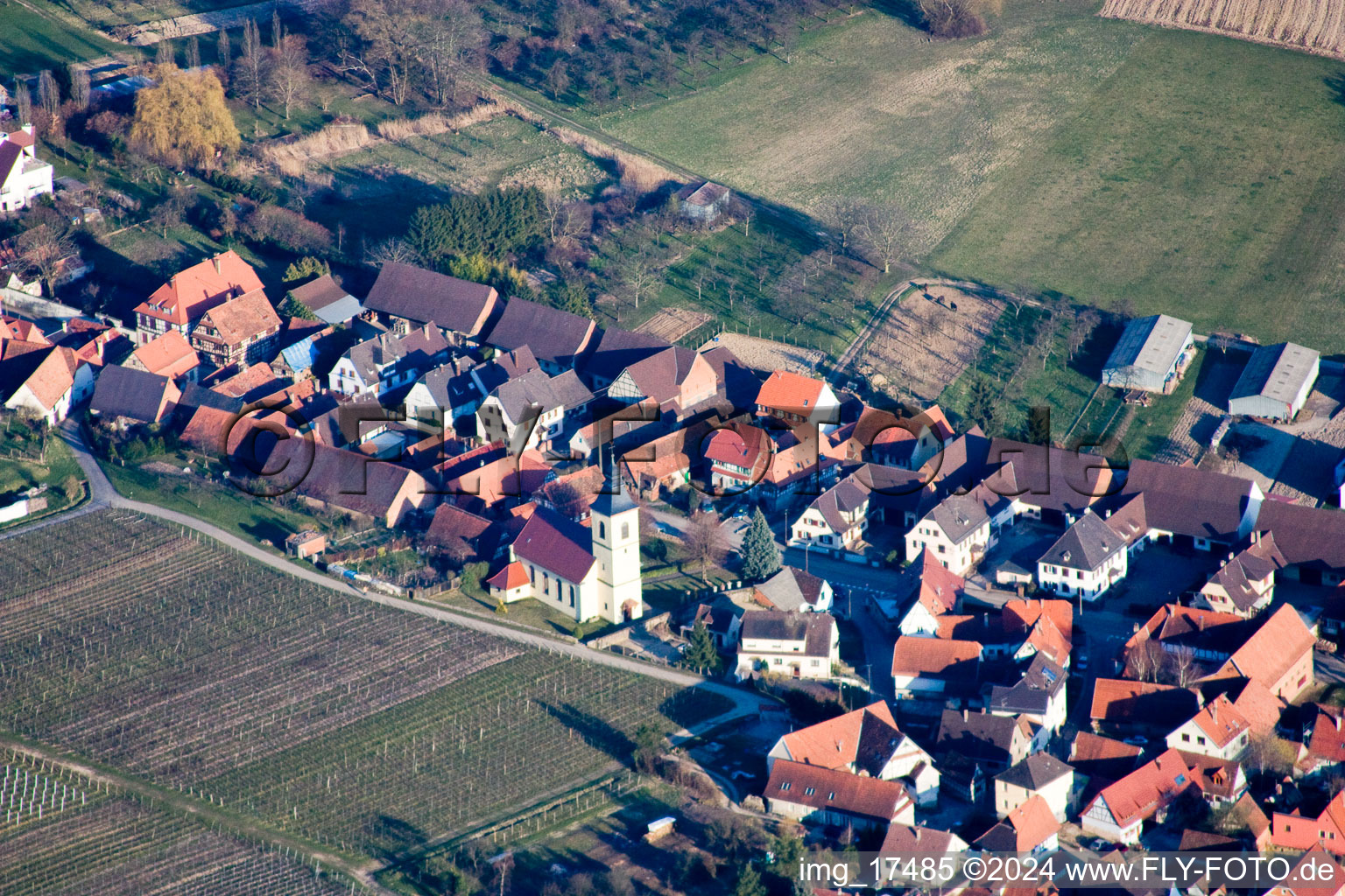 Rott in the state Bas-Rhin, France viewn from the air