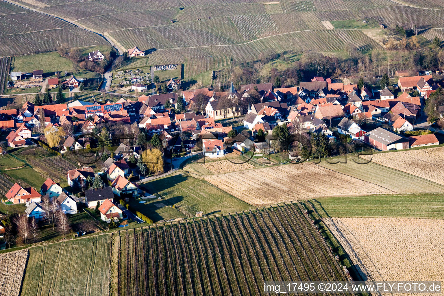 Steinseltz in the state Bas-Rhin, France from a drone