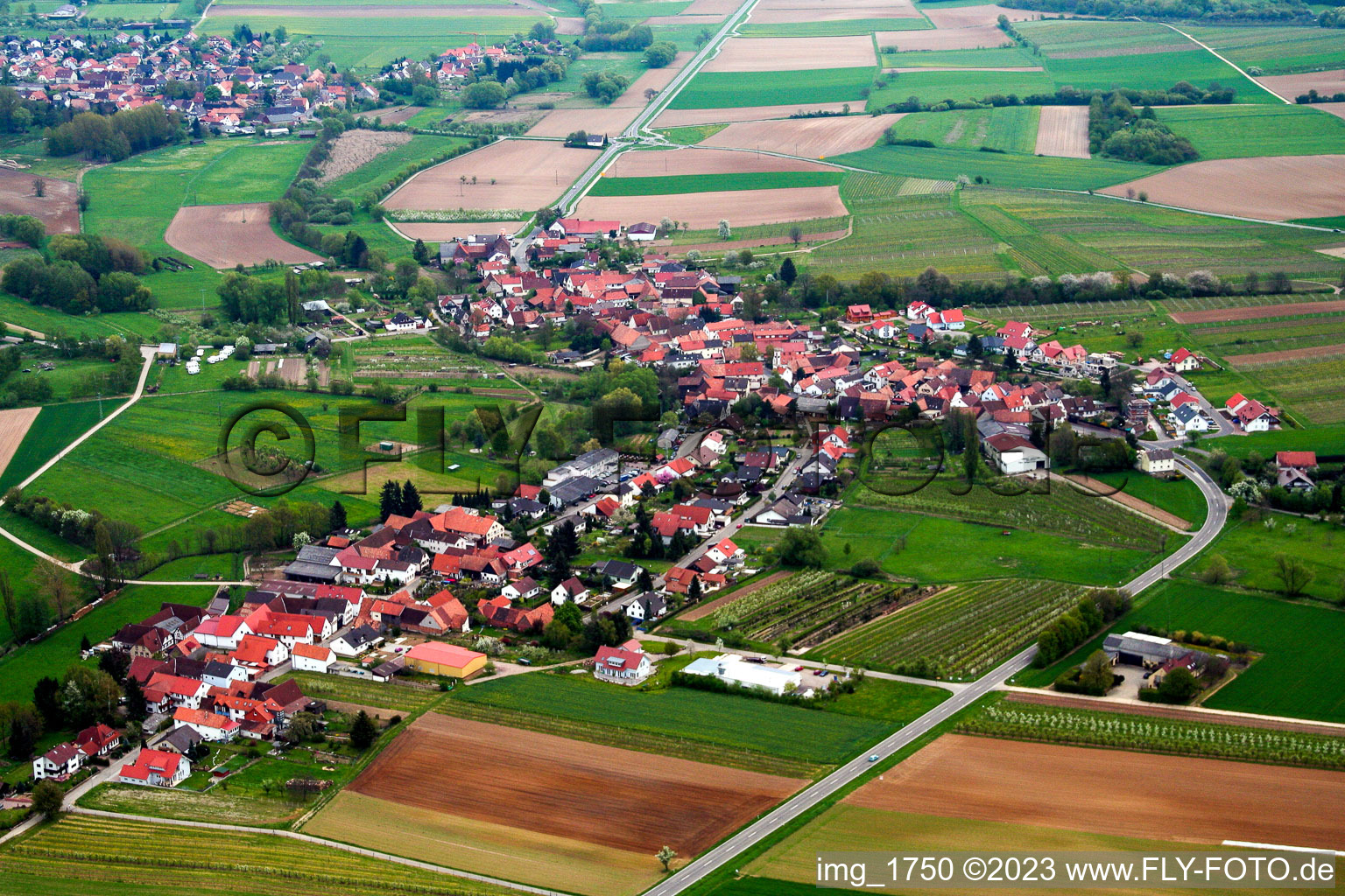 Oberhausen in the state Rhineland-Palatinate, Germany viewn from the air