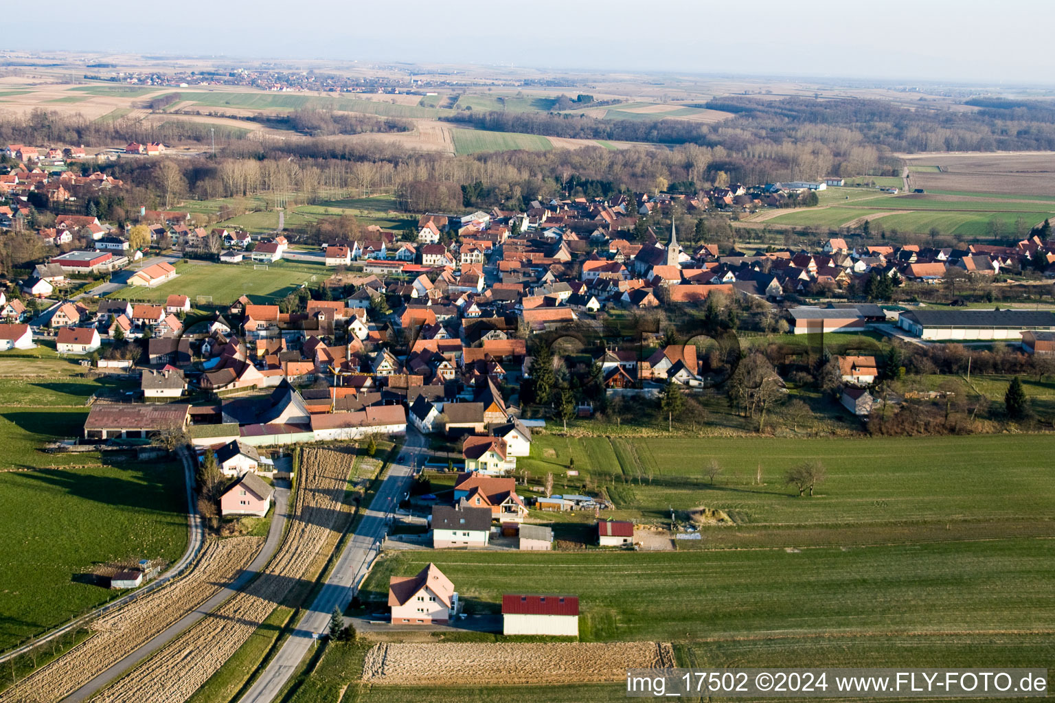 Riedseltz in the state Bas-Rhin, France viewn from the air