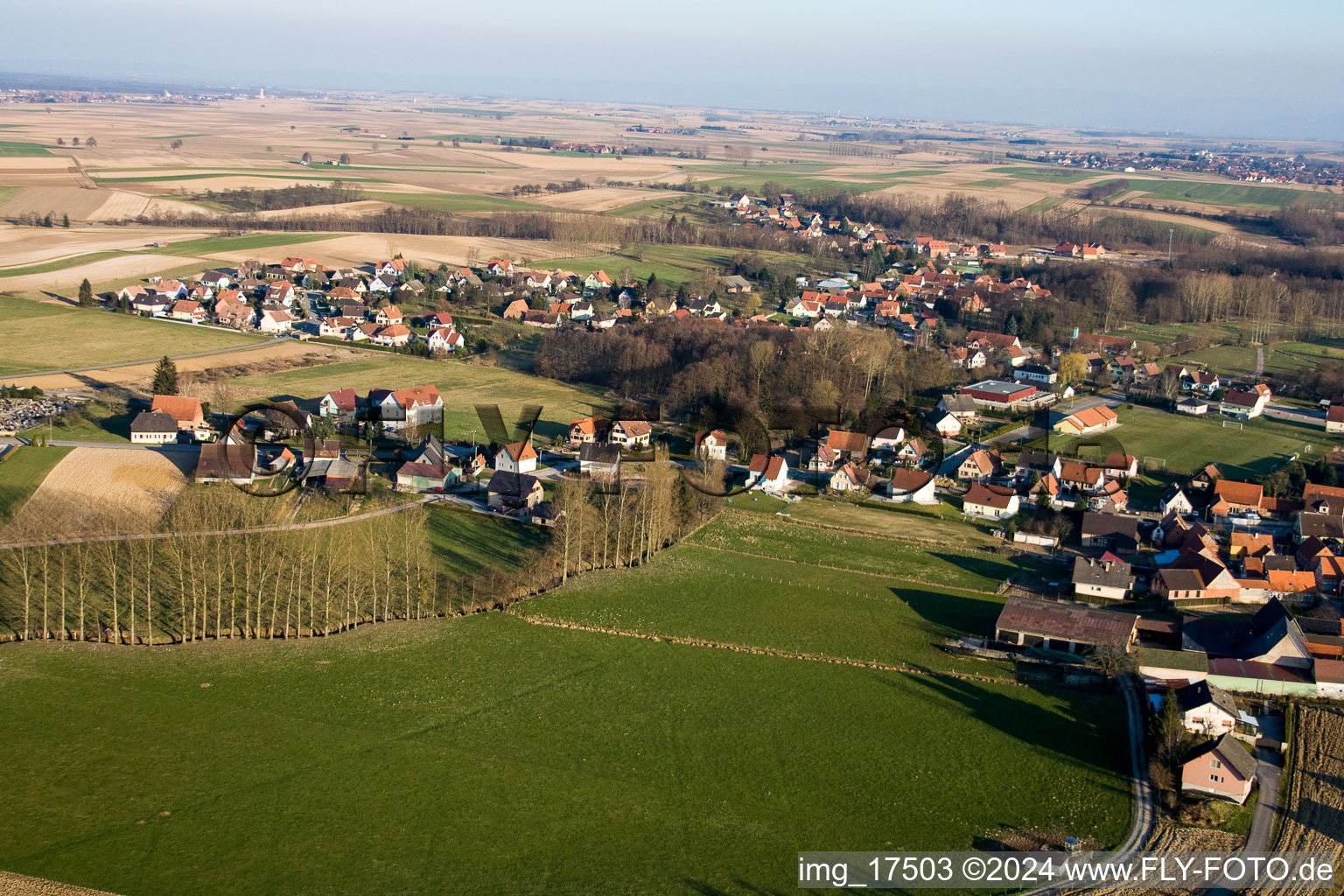 Riedseltz in the state Bas-Rhin, France from the drone perspective