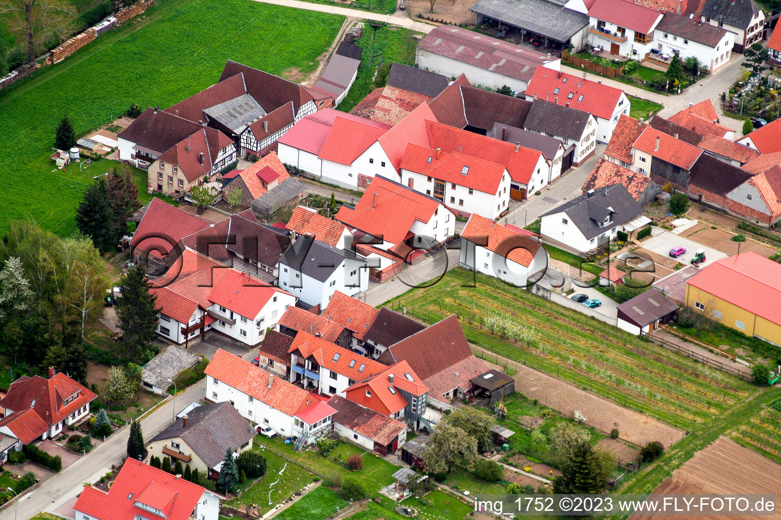 Drone image of Oberhausen in the state Rhineland-Palatinate, Germany