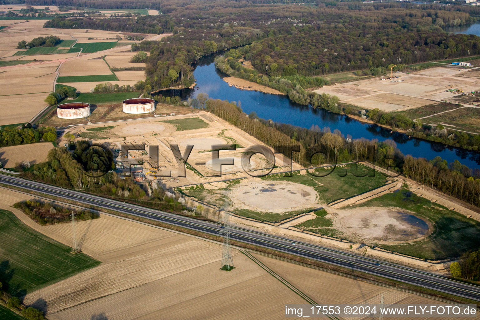 Aerial photograpy of Former tank farm in Jockgrim in the state Rhineland-Palatinate, Germany