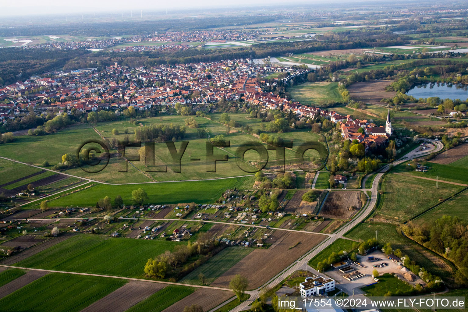 Aerial view of From the south in Jockgrim in the state Rhineland-Palatinate, Germany