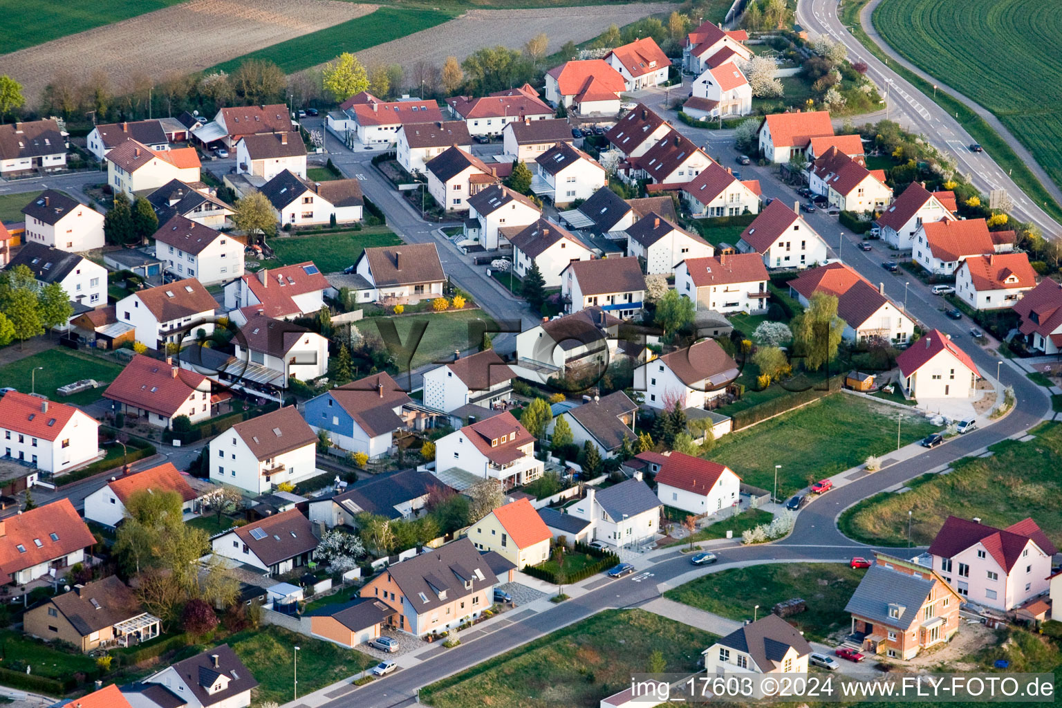 Aerial photograpy of Neupotz in the state Rhineland-Palatinate, Germany