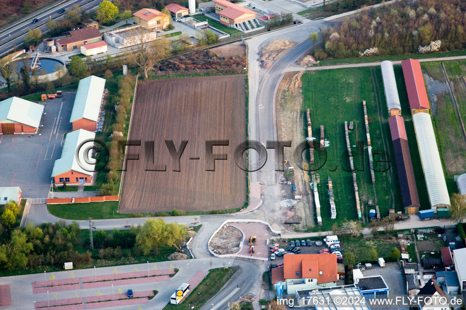 Aerial view of Rheinstr in Kandel in the state Rhineland-Palatinate, Germany