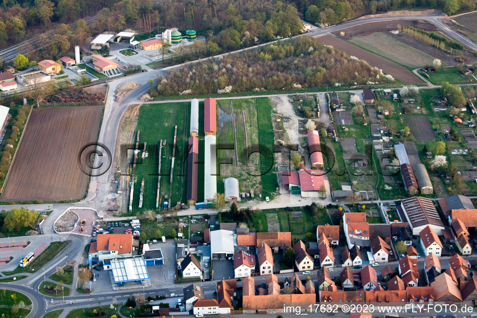 Aerial photograpy of Rheinstr in Kandel in the state Rhineland-Palatinate, Germany