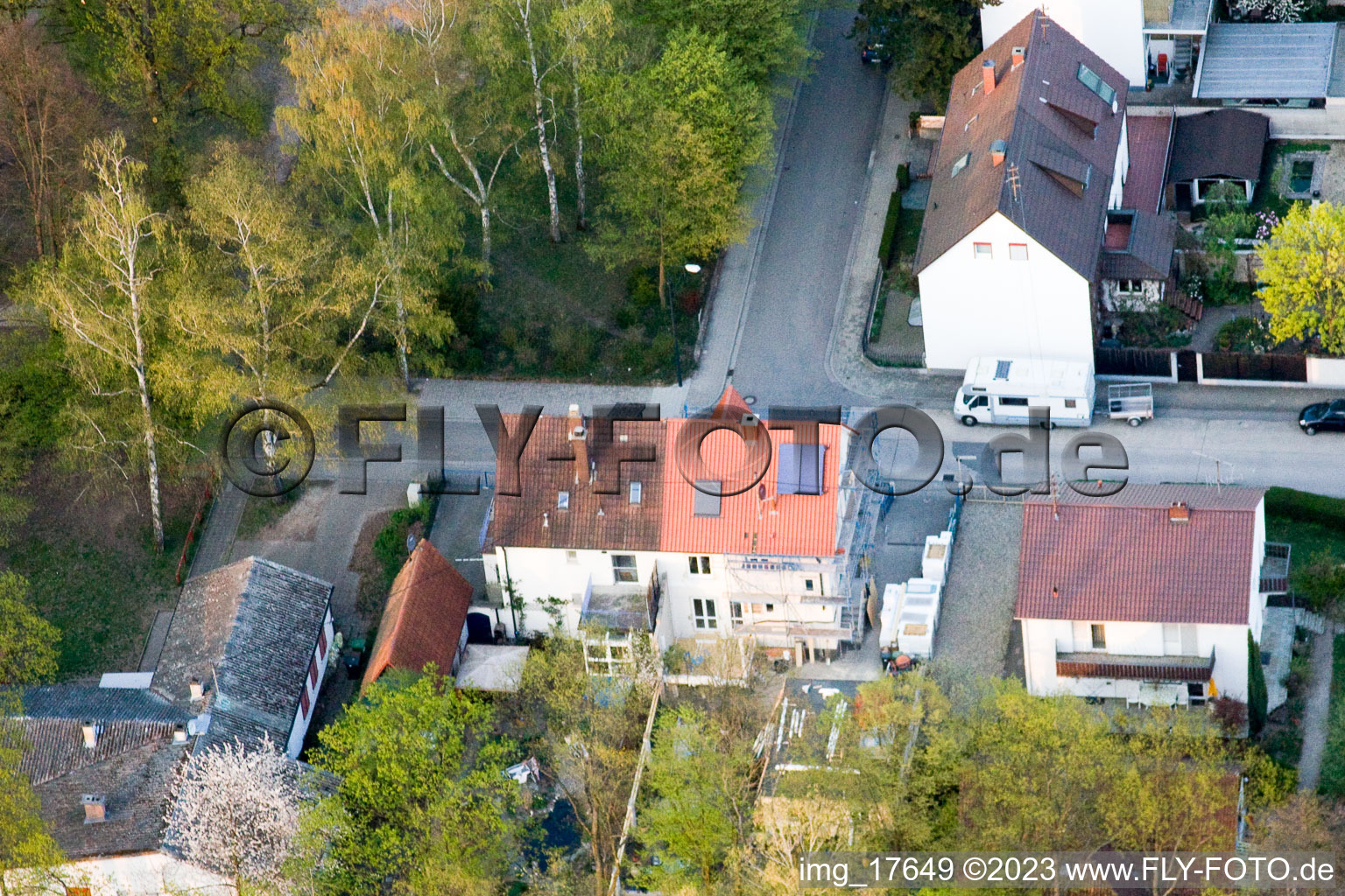 At the Schwanenweier in Kandel in the state Rhineland-Palatinate, Germany from above