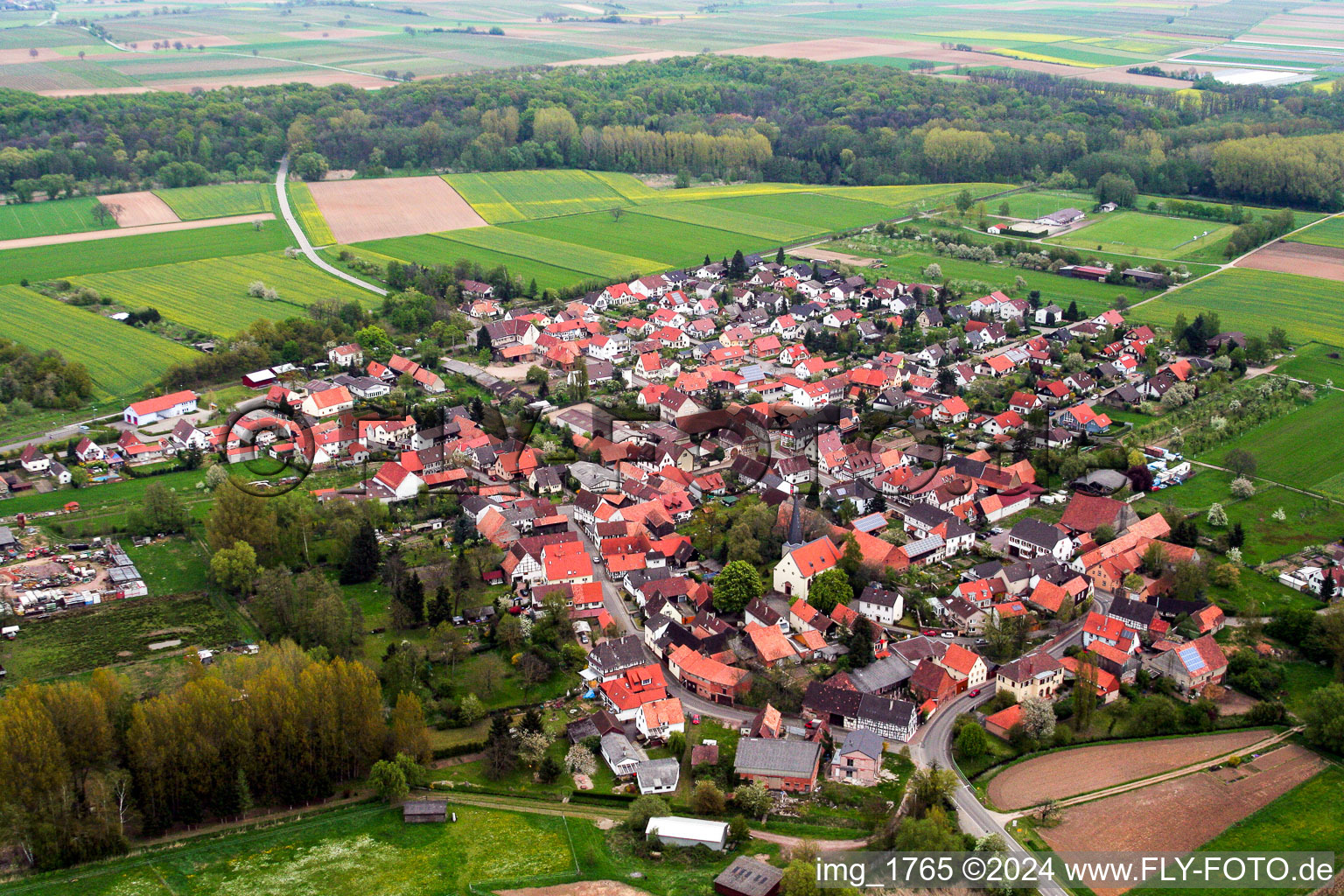 Aerial photograpy of Village view in Barbelroth in the state Rhineland-Palatinate, Germany