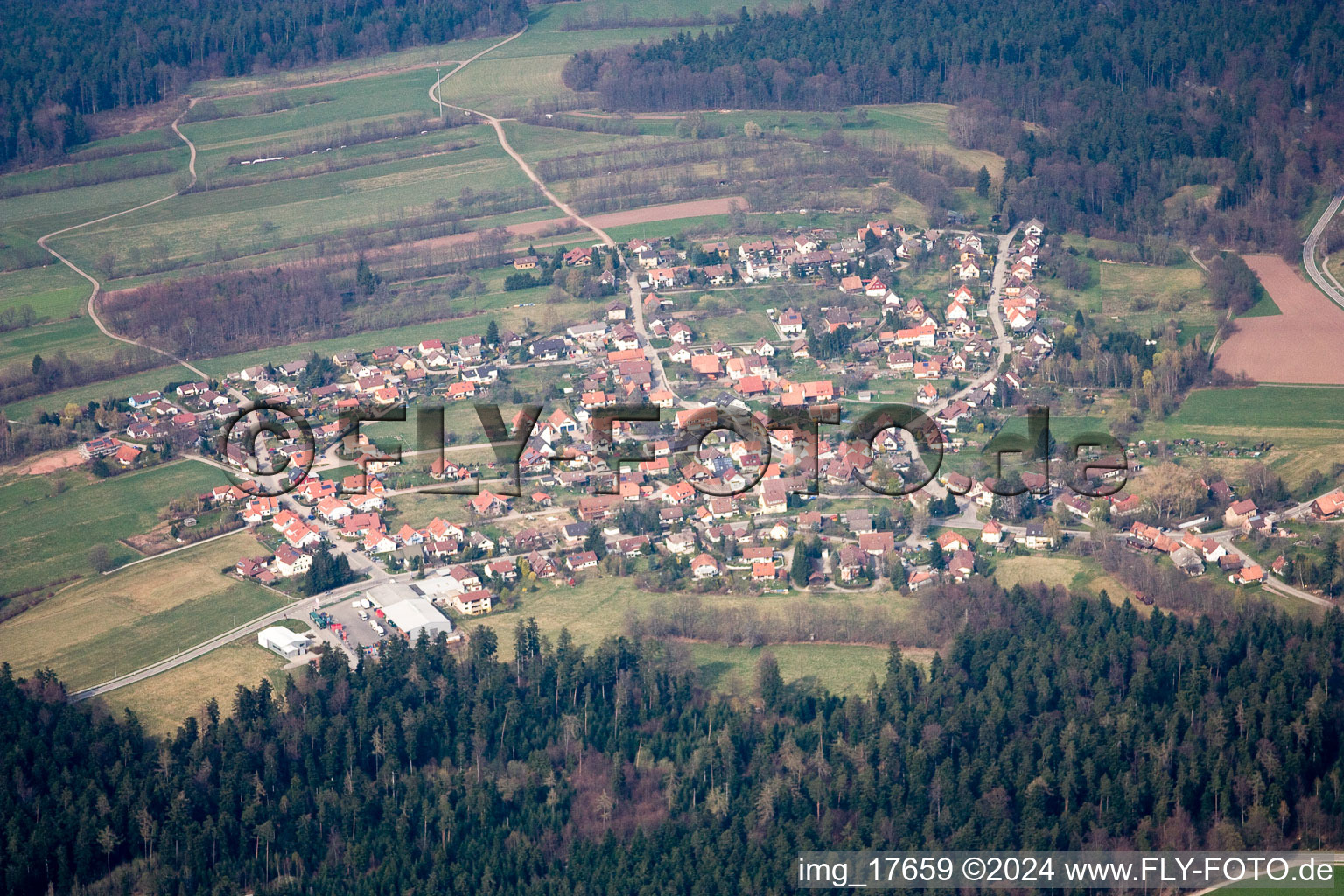 Aerial view of Schömberg in the state Baden-Wuerttemberg, Germany