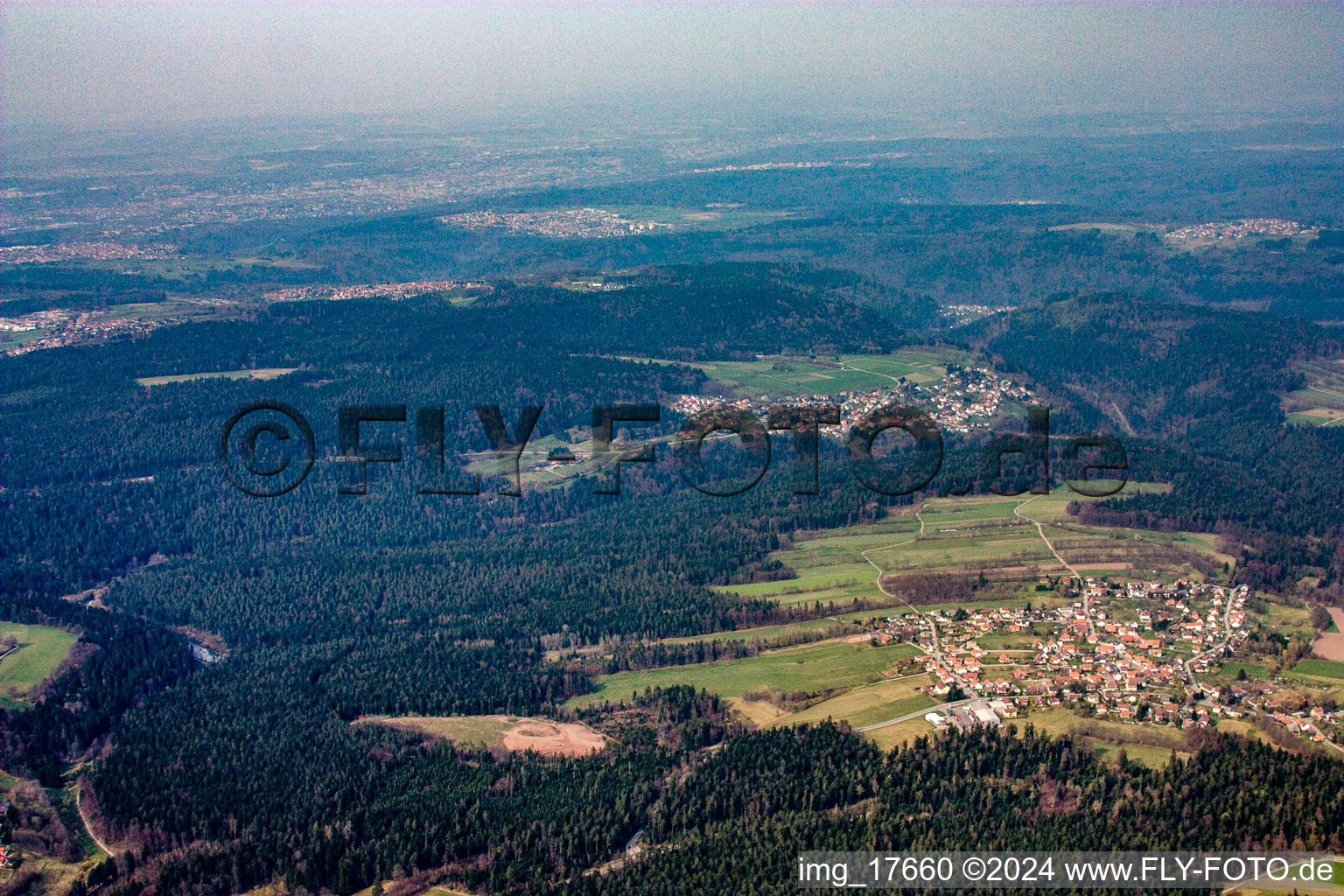 Aerial photograpy of Schömberg in the state Baden-Wuerttemberg, Germany