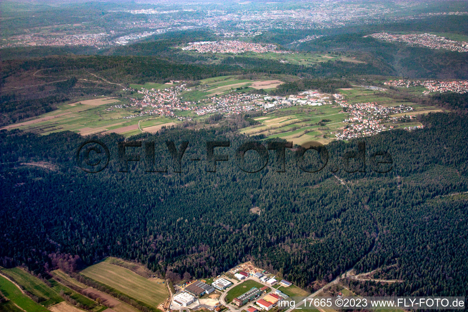 Aerial photograpy of Langenbrand in the state Baden-Wuerttemberg, Germany