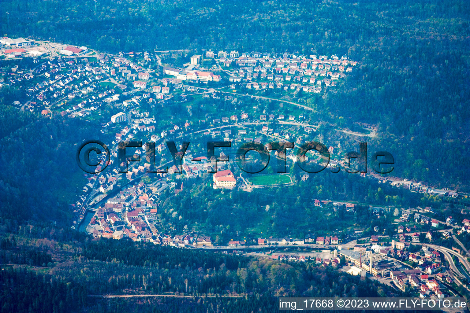Aerial photograpy of Neuenbürg in the state Baden-Wuerttemberg, Germany