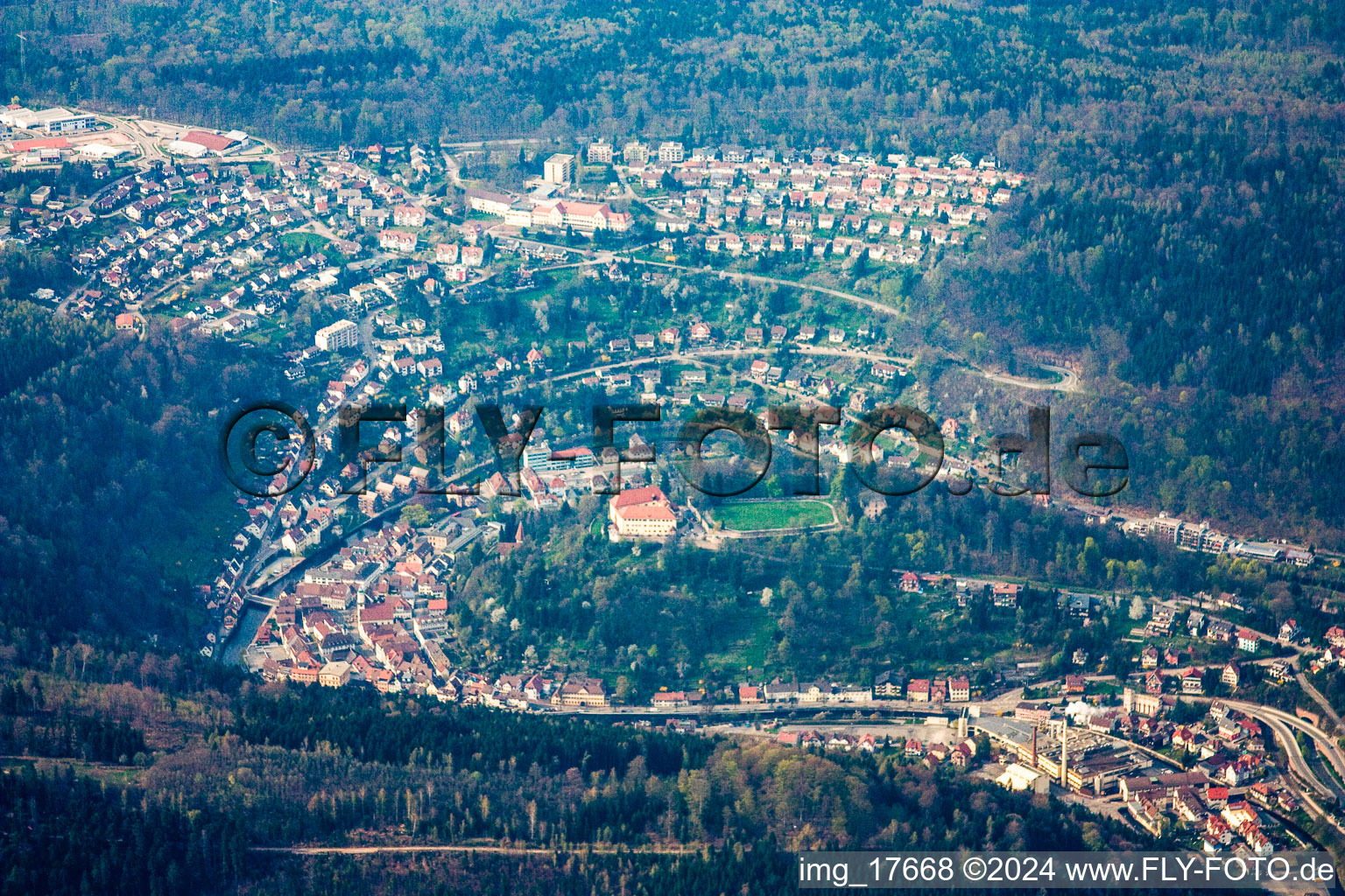 Aerial photograpy of Neuenbürg in the state Baden-Wuerttemberg, Germany