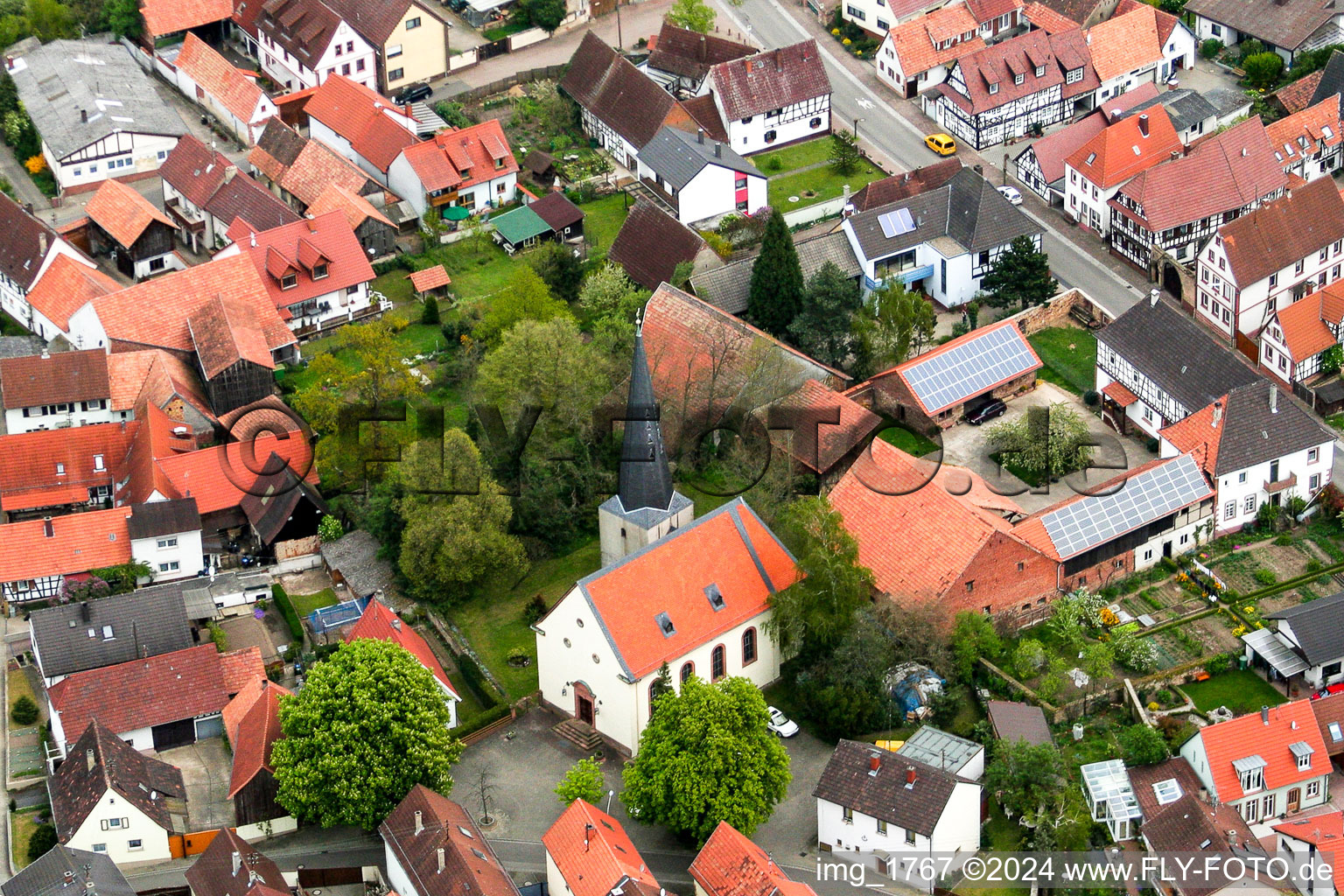 Oblique view of Barbelroth in the state Rhineland-Palatinate, Germany