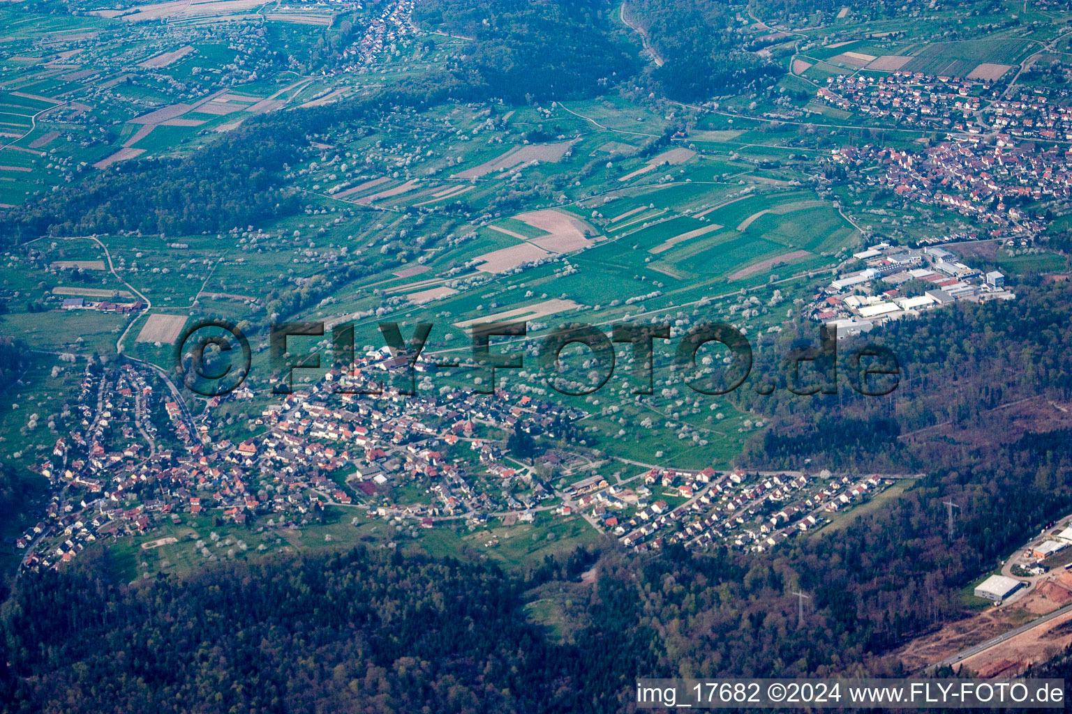 Oblique view of District Arnbach in Neuenbürg in the state Baden-Wuerttemberg, Germany