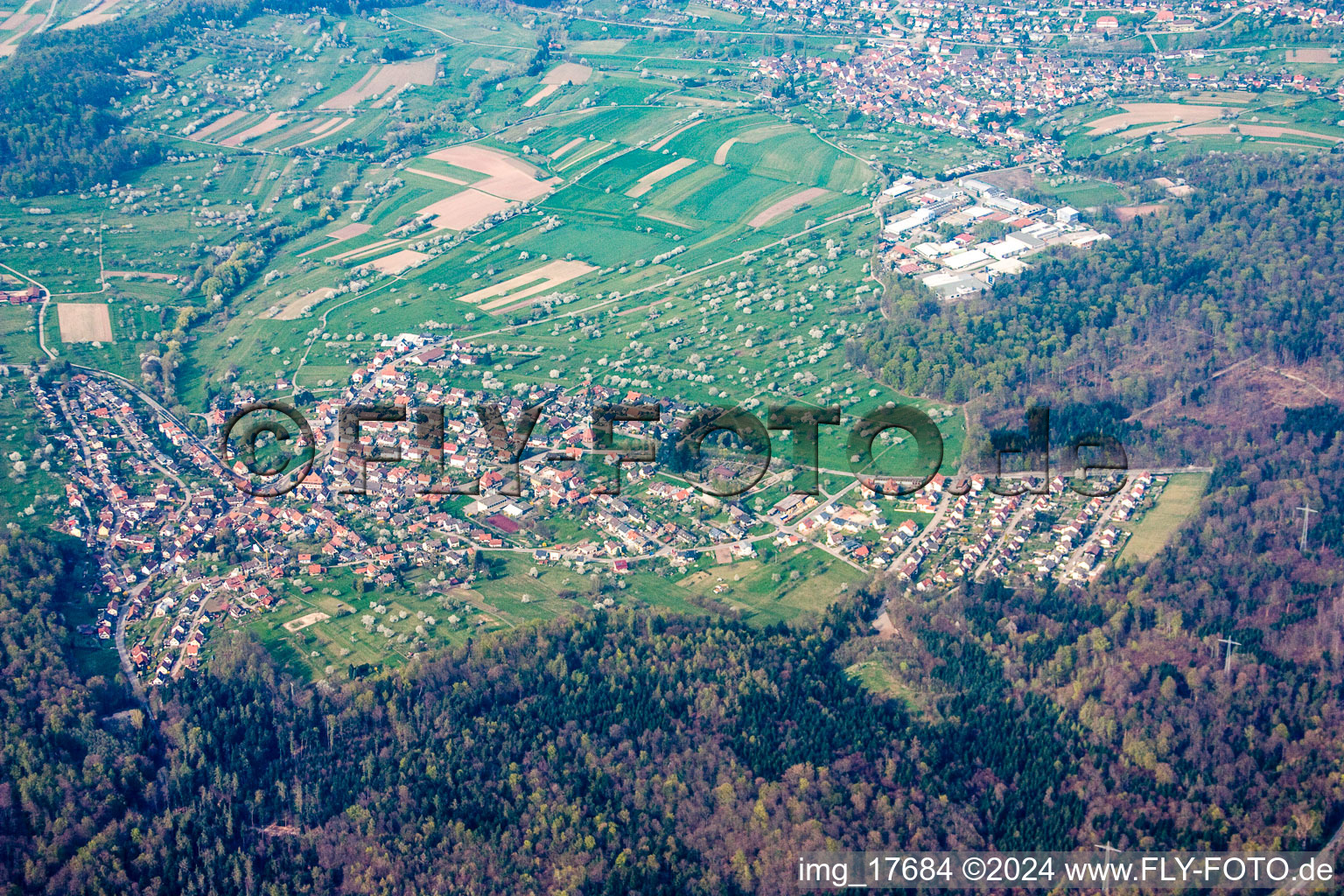 From the south in the district Arnbach in Neuenbürg in the state Baden-Wuerttemberg, Germany