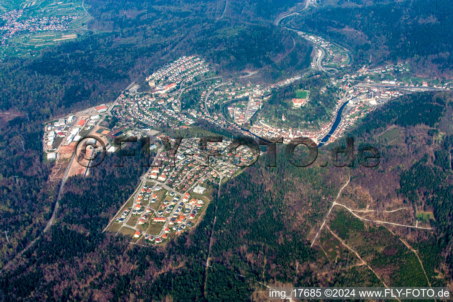 Oblique view of Neuenbürg in the state Baden-Wuerttemberg, Germany