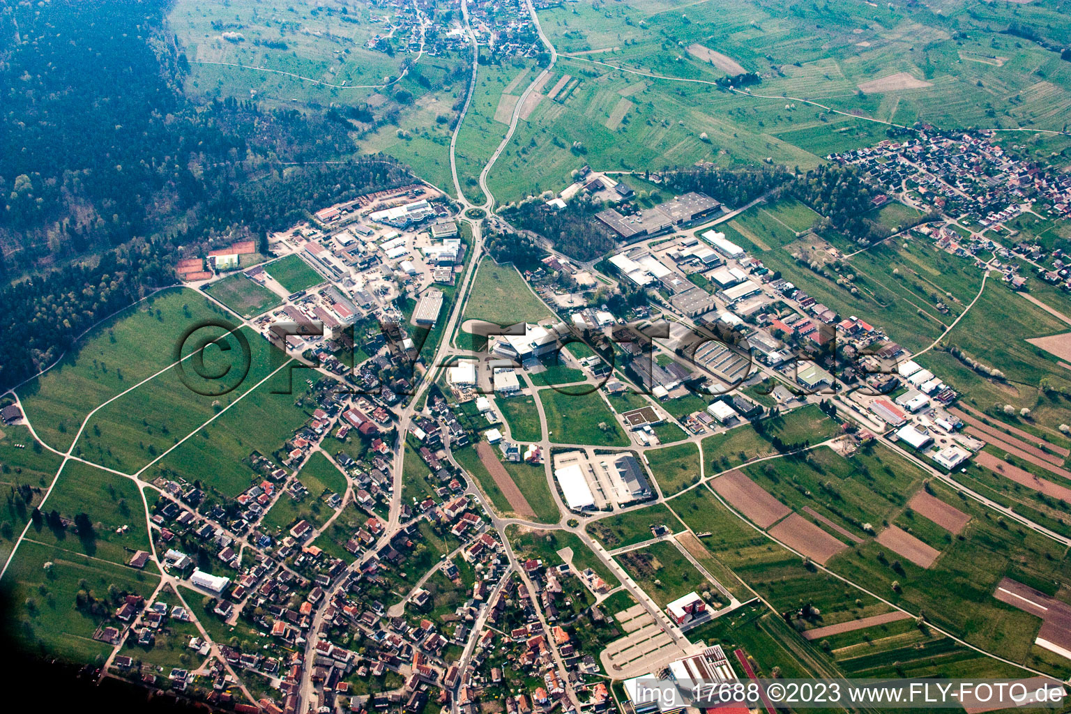 Aerial photograpy of District Conweiler in Straubenhardt in the state Baden-Wuerttemberg, Germany