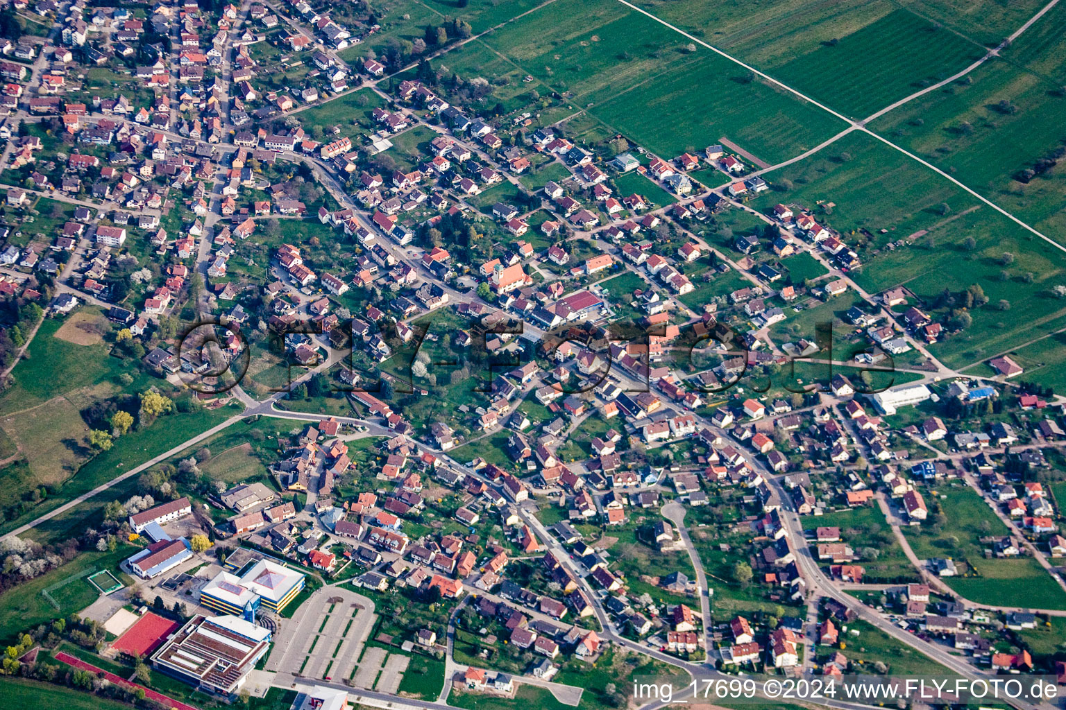 Oblique view of District Conweiler in Straubenhardt in the state Baden-Wuerttemberg, Germany