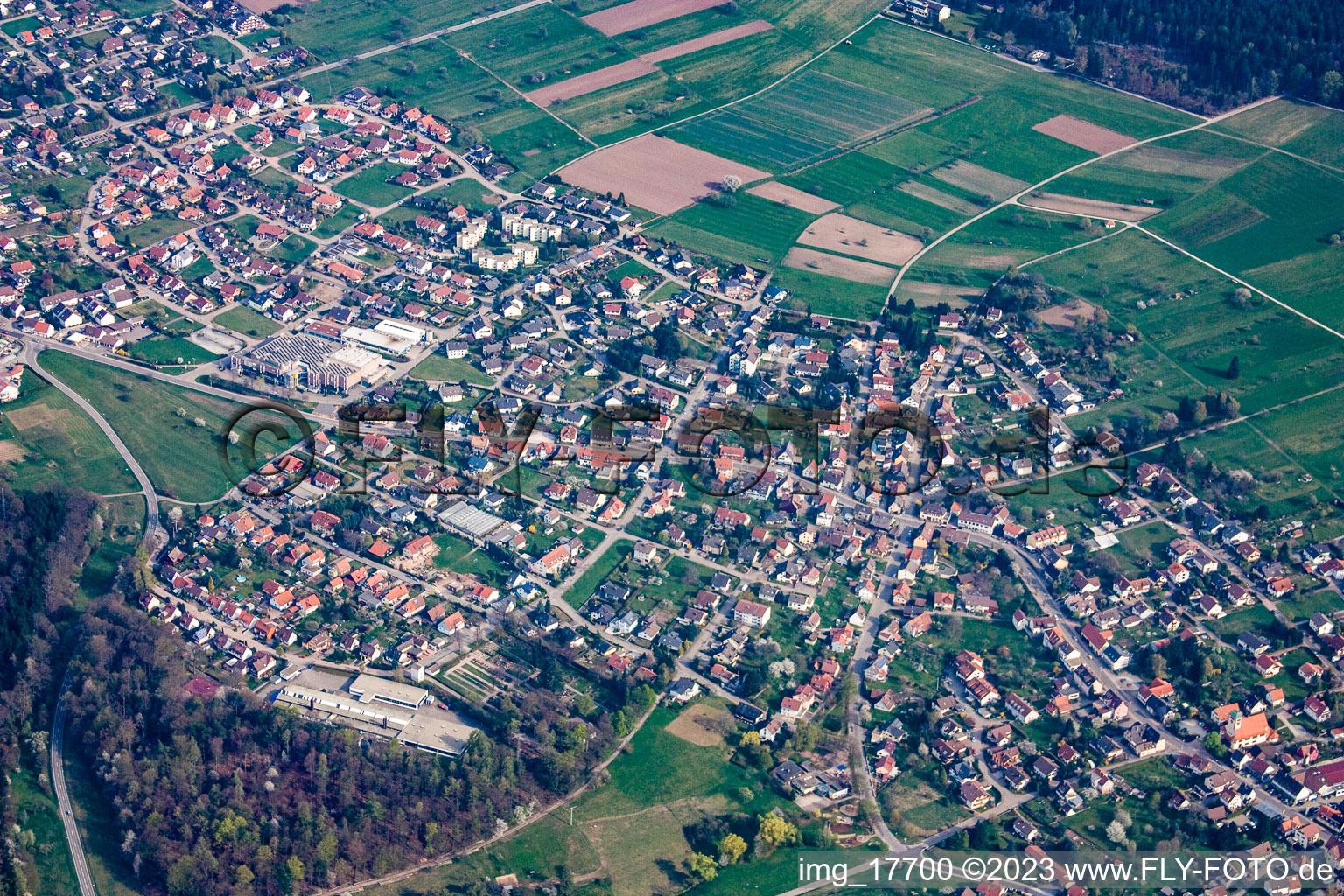 District Conweiler in Straubenhardt in the state Baden-Wuerttemberg, Germany from above