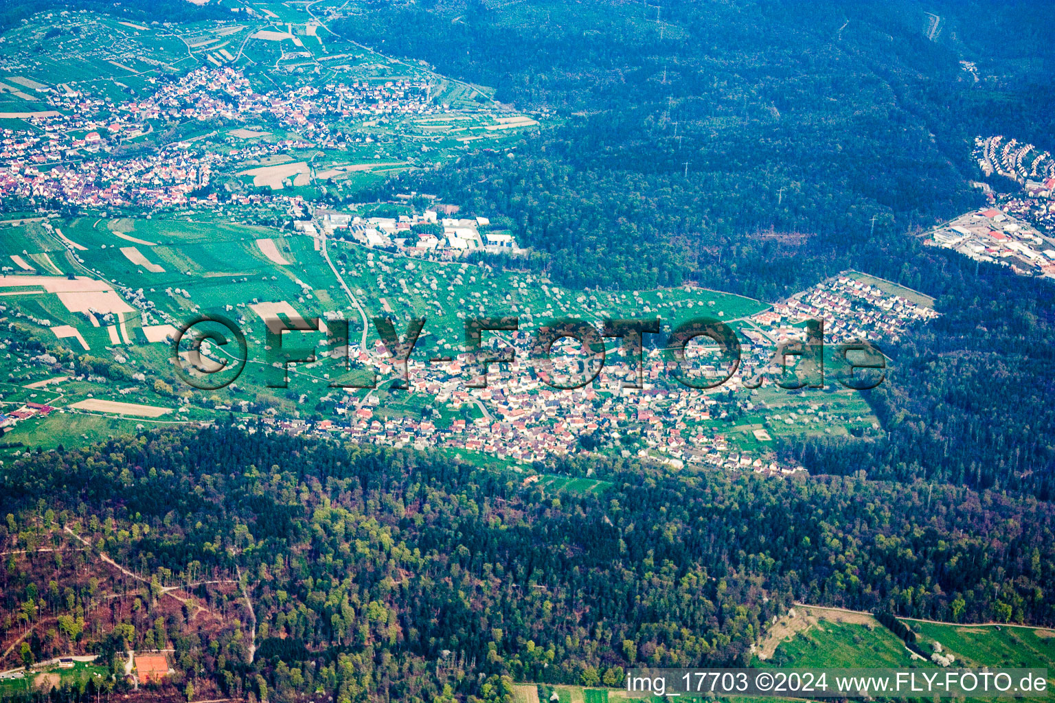 District Arnbach in Neuenbürg in the state Baden-Wuerttemberg, Germany from above