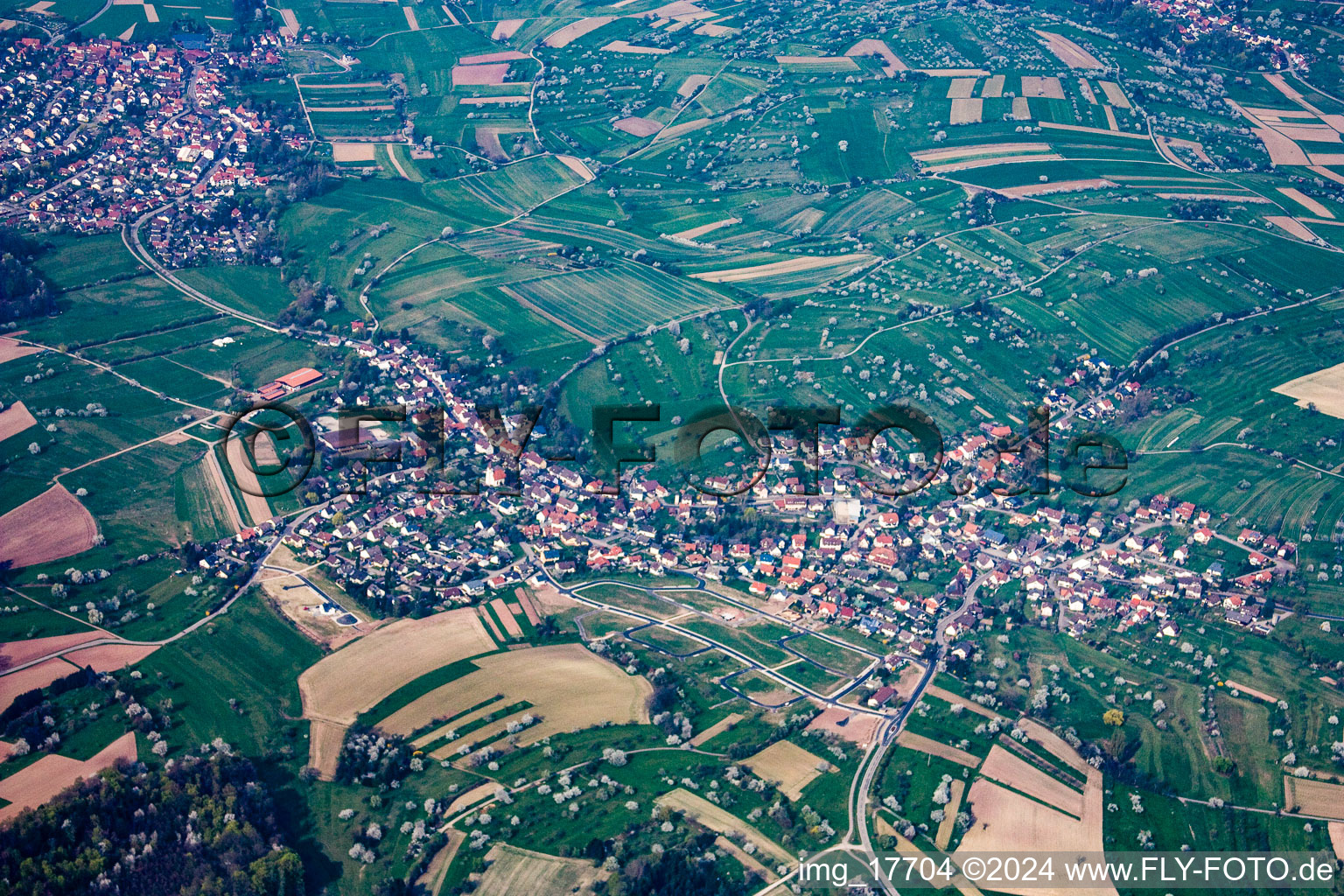 Oblique view of District Ottenhausen in Straubenhardt in the state Baden-Wuerttemberg, Germany