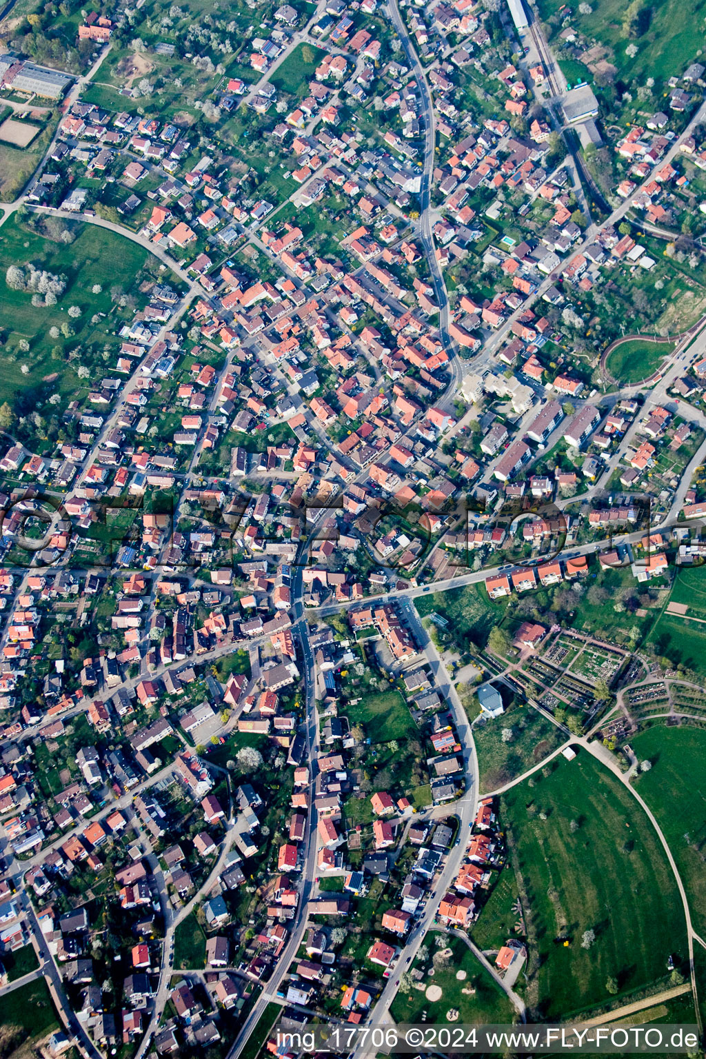 District Ittersbach in Karlsbad in the state Baden-Wuerttemberg, Germany from the plane