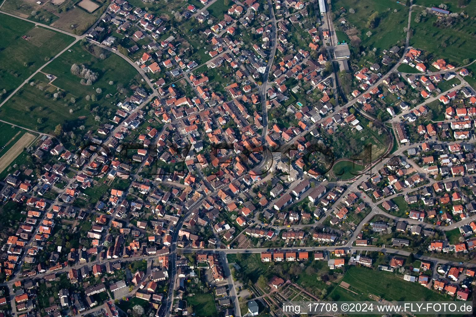 Village view in the district Ittersbach in Karlsbad in the state Baden-Wurttemberg, Germany