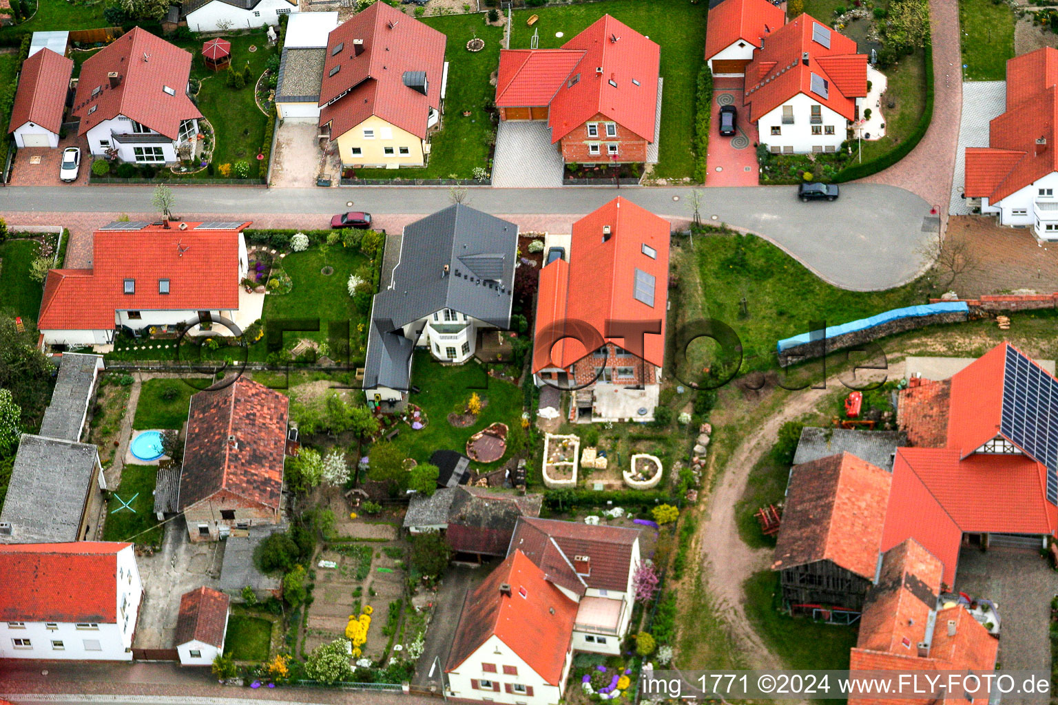 Barbelroth in the state Rhineland-Palatinate, Germany from above