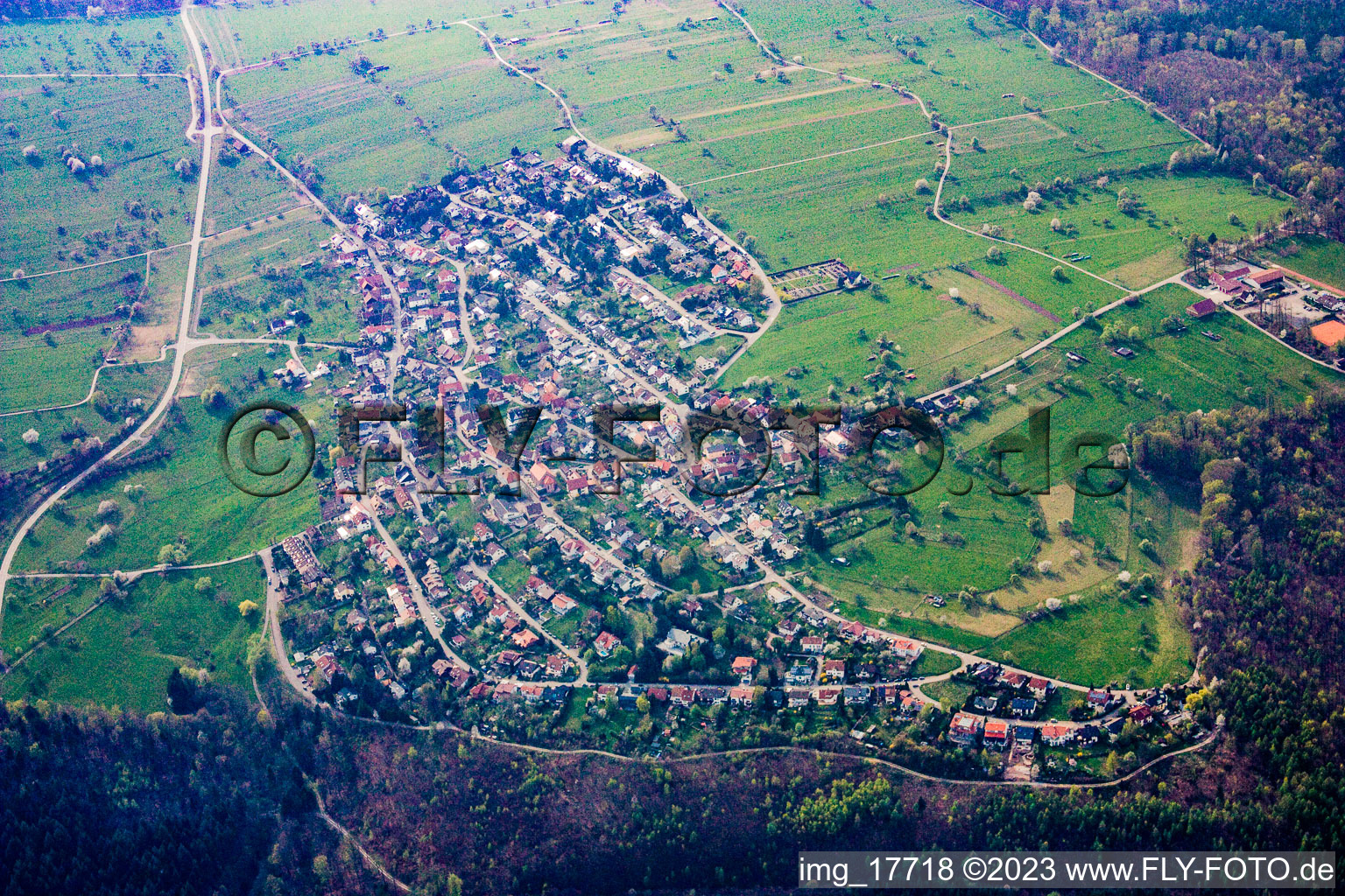Aerial view of Pfaffenrot in the state Baden-Wuerttemberg, Germany
