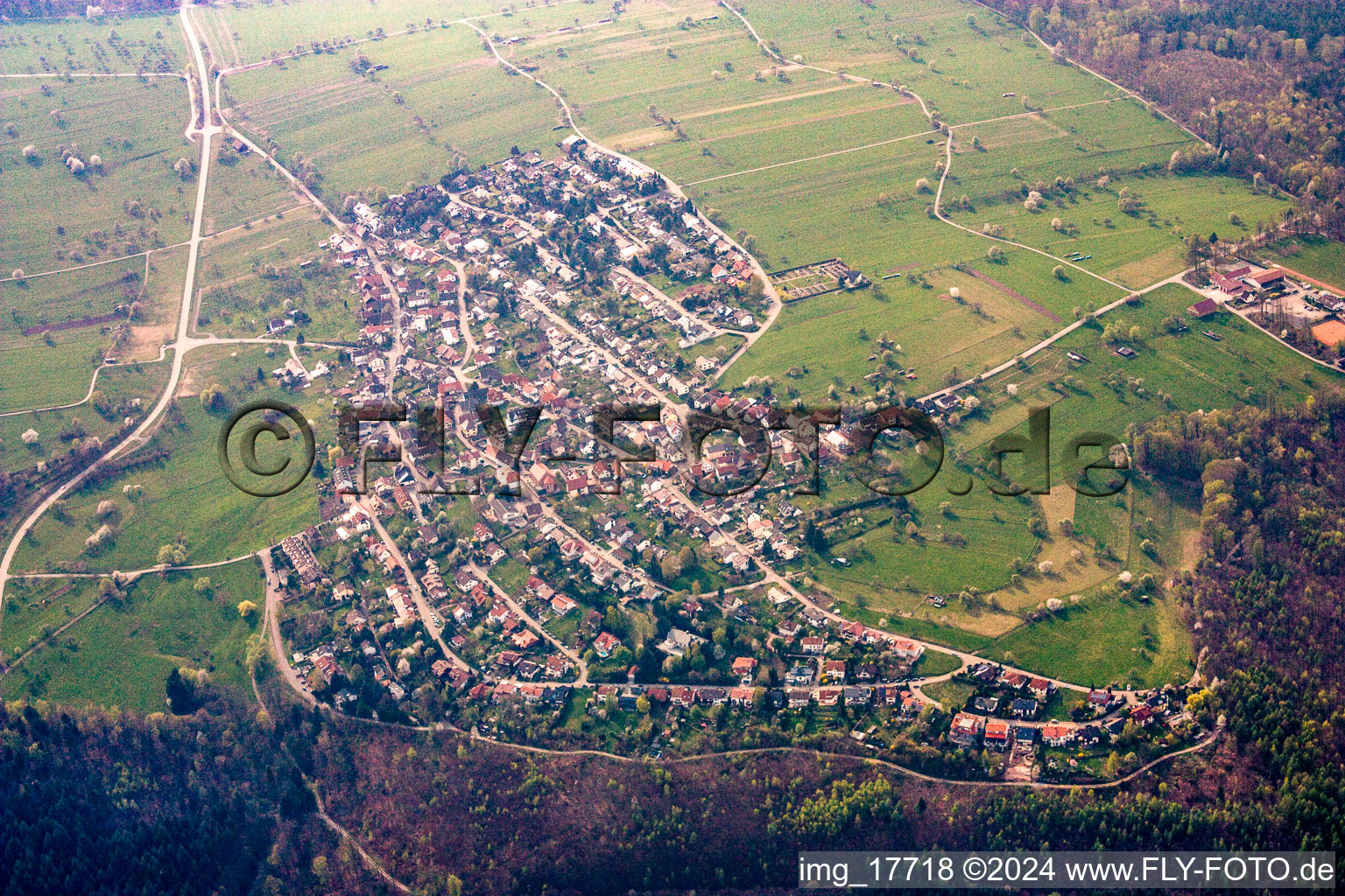 Aerial view of Pfaffenrot in the state Baden-Wuerttemberg, Germany