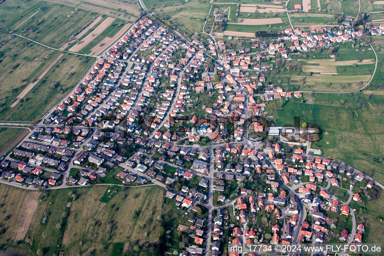 District Schöllbronn in Ettlingen in the state Baden-Wuerttemberg, Germany from a drone