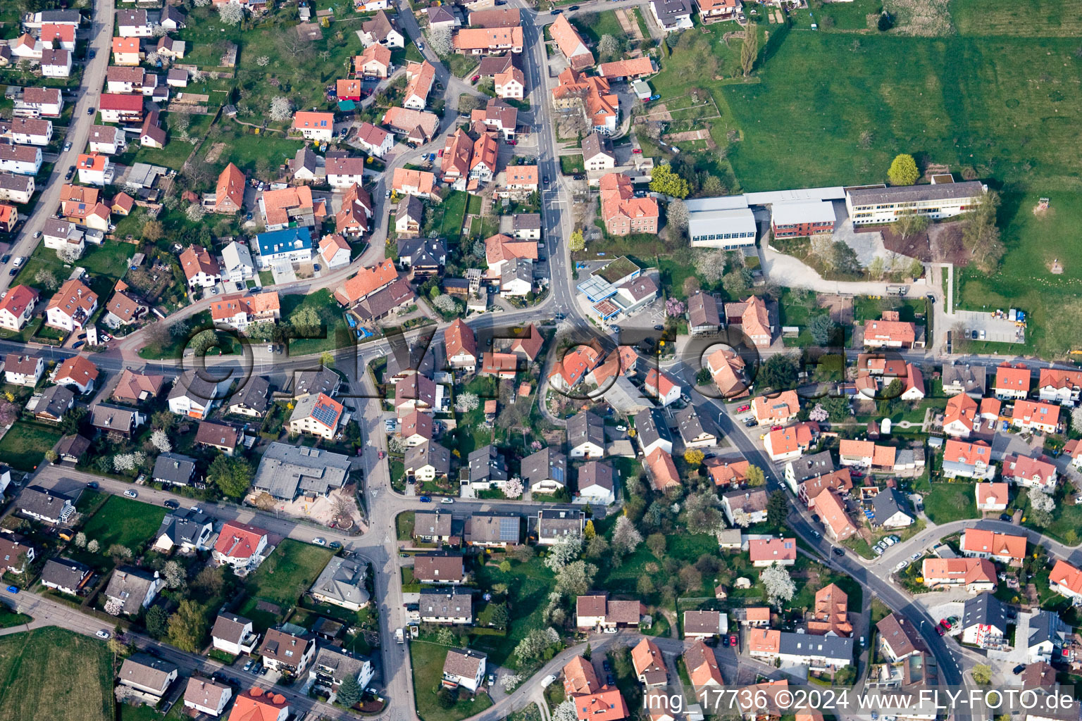 Aerial view of District Schöllbronn in Ettlingen in the state Baden-Wuerttemberg, Germany