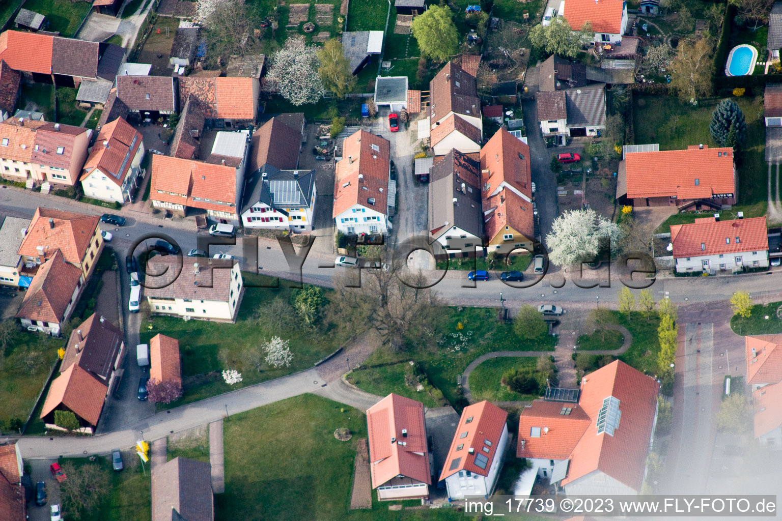 Aerial view of District Schöllbronn in Ettlingen in the state Baden-Wuerttemberg, Germany