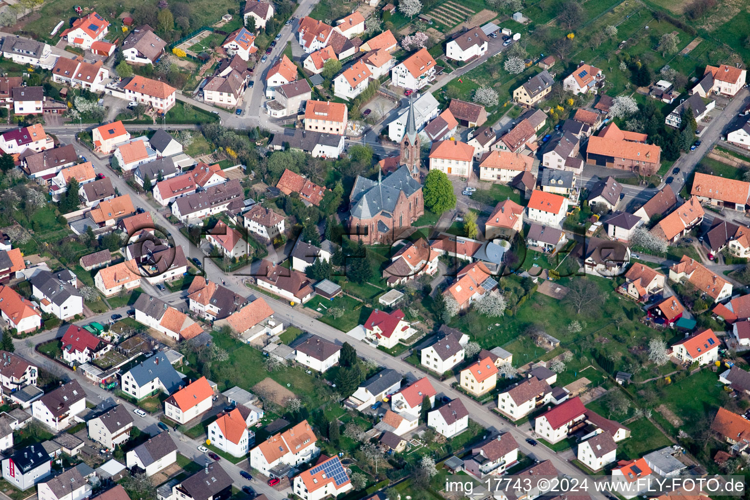 District Schöllbronn in Ettlingen in the state Baden-Wuerttemberg, Germany from above