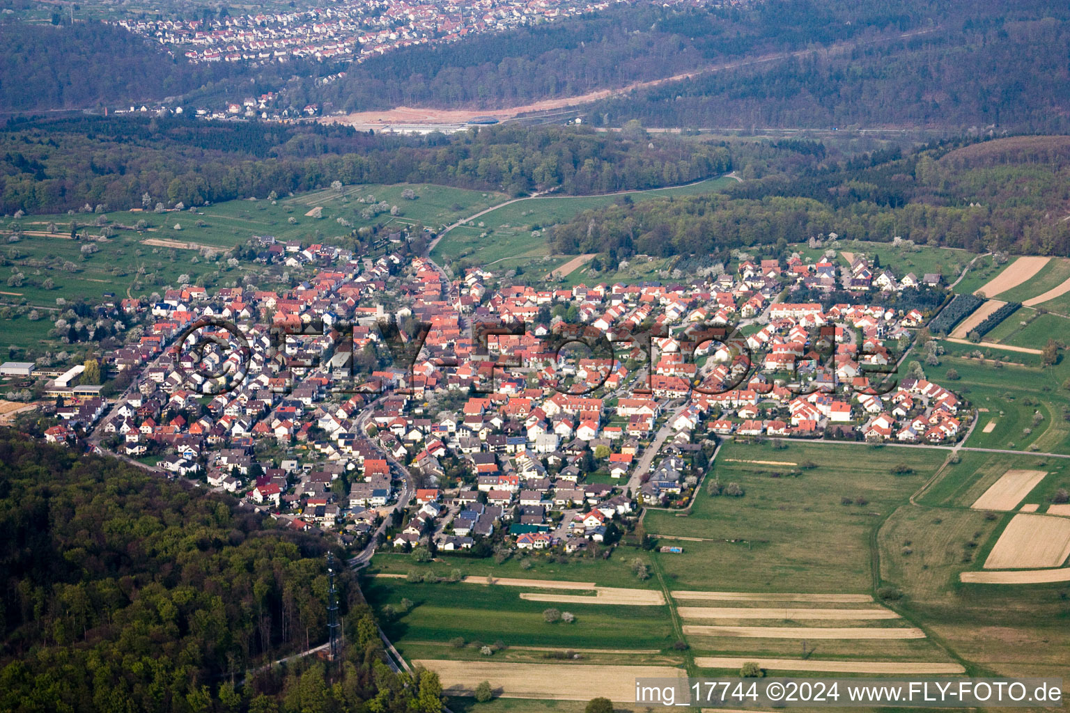 District Schöllbronn in Ettlingen in the state Baden-Wuerttemberg, Germany out of the air